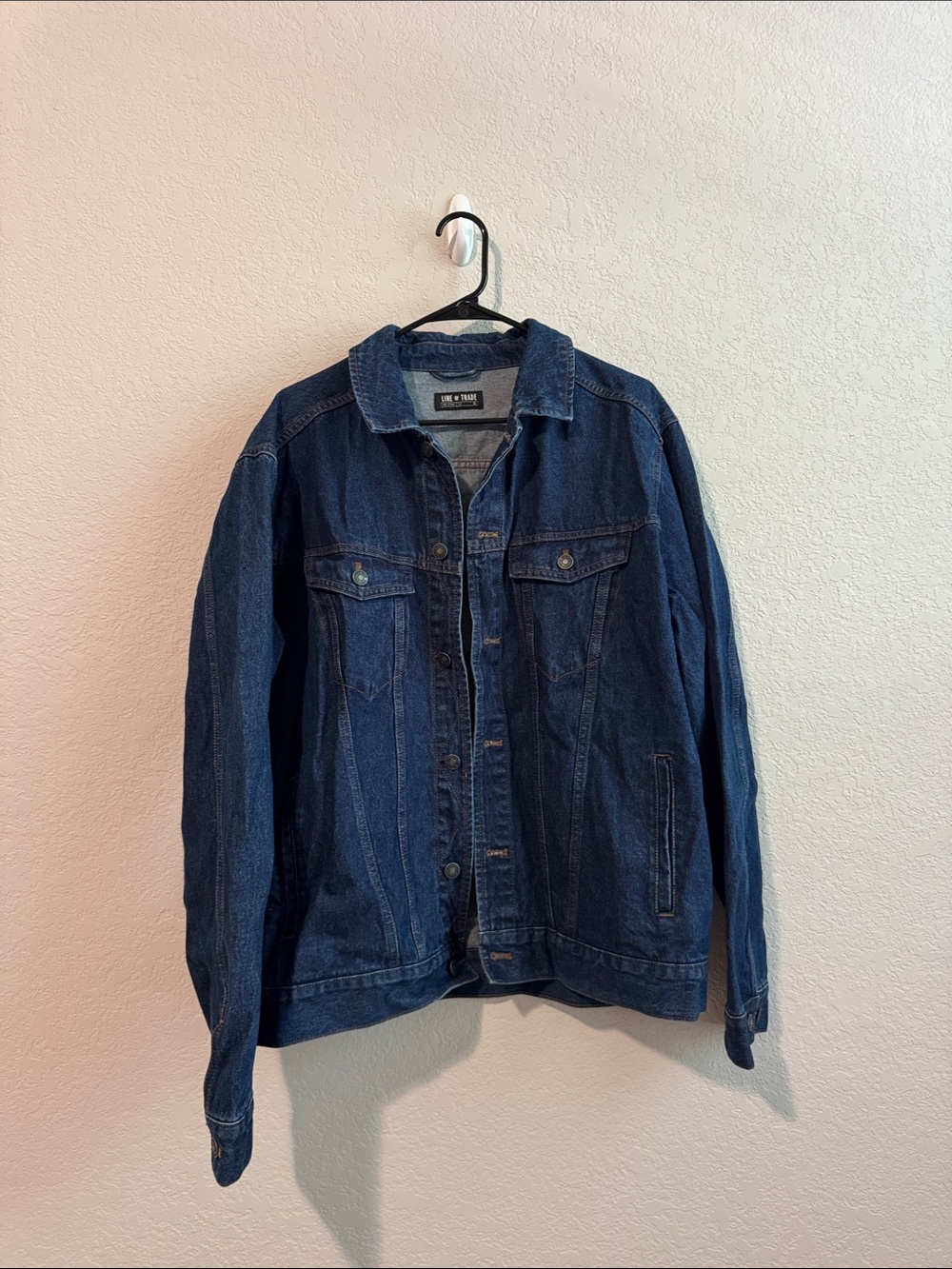 Men's Dark Blue Denim Jacket with Button Front
